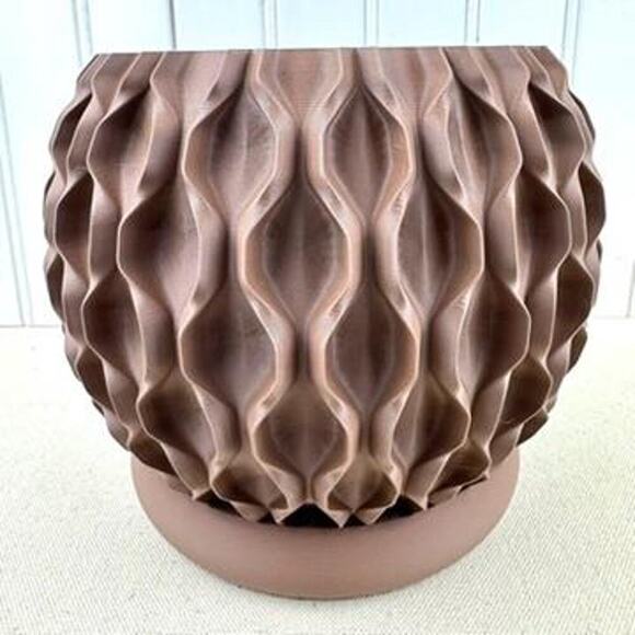 Modern Geometric Planter Pot, Chain Planter Pot, Indoor, Textured Planter - Picture 3 of 9